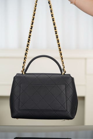 Chanel 25s Handbag Black Gold Large