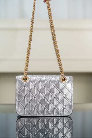 Chanel 25c CF Woven Chain Bag Silver