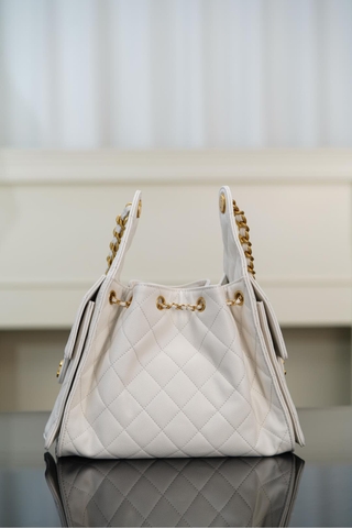 Chanel 25s Small Hobo Bag White