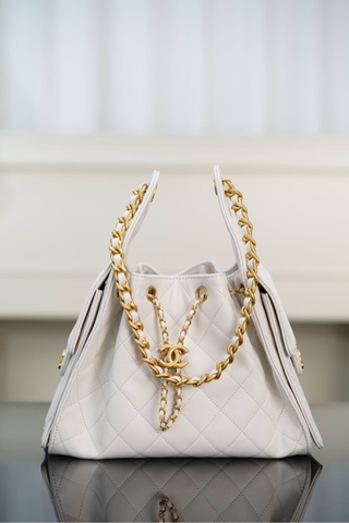 Chanel 25s Small Hobo Bag White