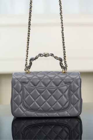 Chanel 23k Autumn Winter New Double C Handle CF Dark Gray