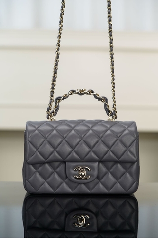 Chanel 23k Autumn Winter New Double C Handle CF Dark Gray