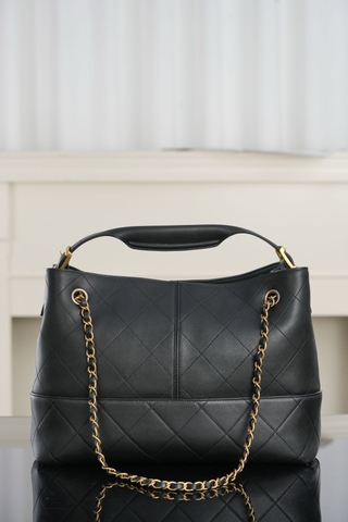 Chanel 25A Handmade Shopping Bag Black Cow Small