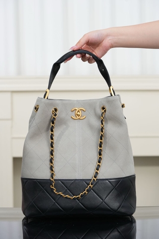 Chanel 25A Handcrafted Gray Bucket Bag