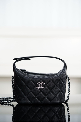 Chanel 25B Star Buckle Black Silver Lunch Box Bag