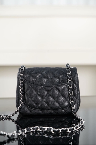 Chanel Classic Flap Black Silver Handbag