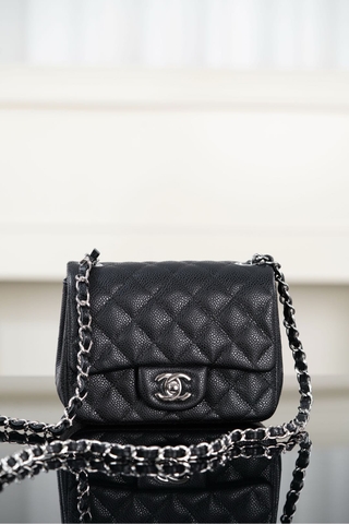 Chanel Classic Flap Black Silver Handbag