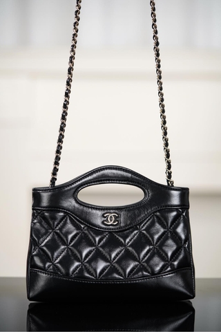 Chanel 25P 31Bag Nano Black Gold Leather