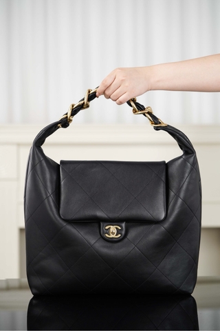 Chanel 25k Hobo Bag Classic Black Gold