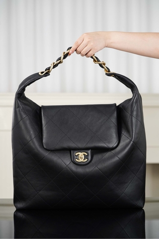 Chanel 25k Unisex Hobo Bag with Gold Chain