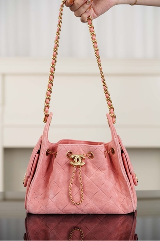 Chanel 26C Series Mini Bag 25cm Suede Pink