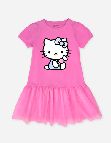 Váy bé gái tay phồng Hello Kitty