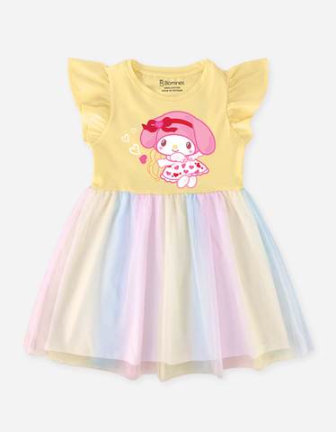 Váy bé gái Bomines, Đầm phối lưới cầu vồng Sanrio