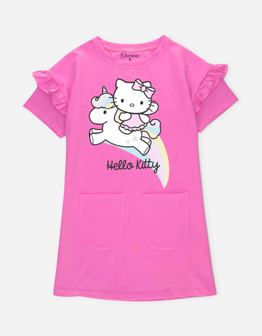 Váy bé gái tay ngắn Hello Kitty dáng suông