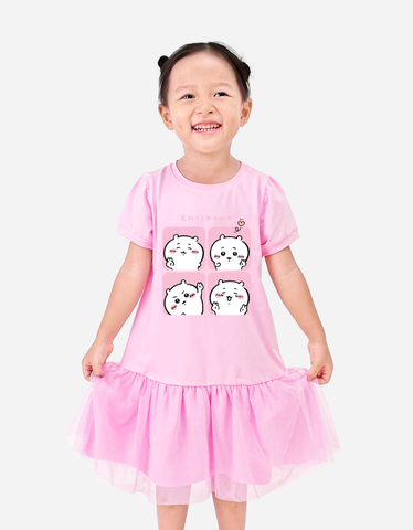 Váy bé gái phối lưới Chiikawa Bomines