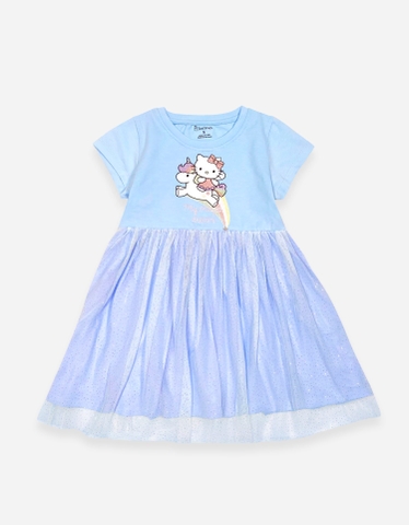 Váy tay ngắn phối lưới Hello Kitty