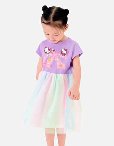 Váy bé gái phối lưới Hello Kitty Bomines