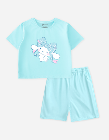 Đồ bộ short Kuromi Hello Kitty Bomines thun cotton 2 chiều