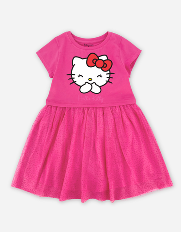 Váy bé gái tay ngắn Hello Kitty phối lưới