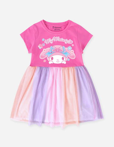 Váy bé gái Melody Bomines, Đầm phối lưới cầu vồng