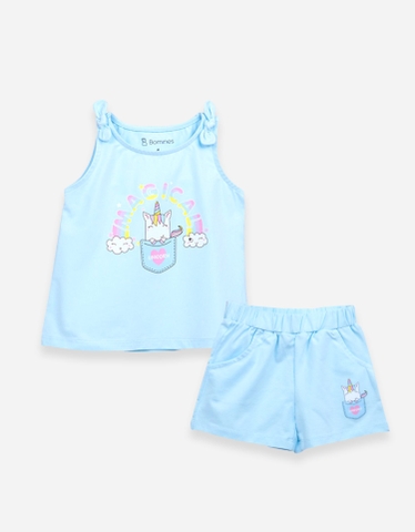 Đồ bộ ngắn bé gái nơ vai Unicorn