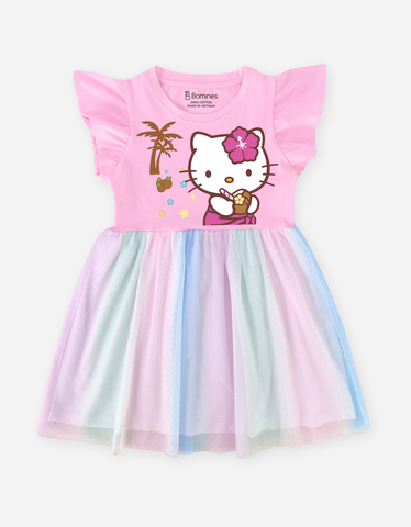 Váy bé gái phối lưới Hello Kitty