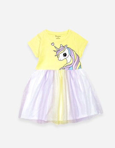 Váy bé gái tay ngắn phối lưới Unicorn