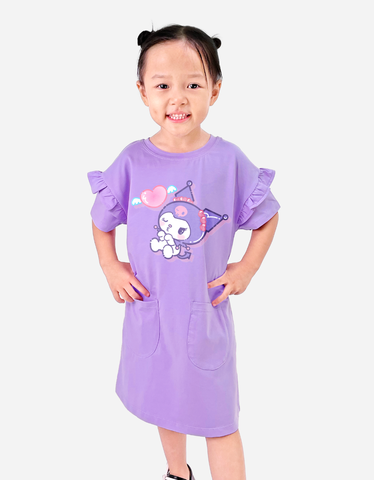 Váy bé gái tay ngắn Kuromi dáng suông