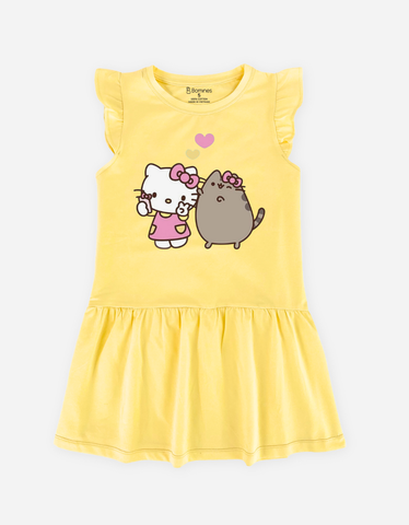 Váy bé gái tay cánh tiên Hello Kitty & Mèo Pusheen