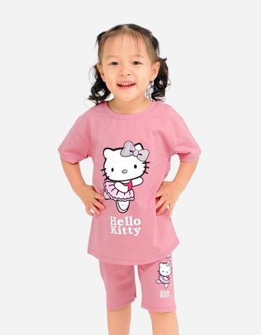 Đồ bộ bé gái Hello Kitty quần lửng dáng biker