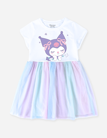 Váy bé gái phối lưới cầu vồng Kuromi