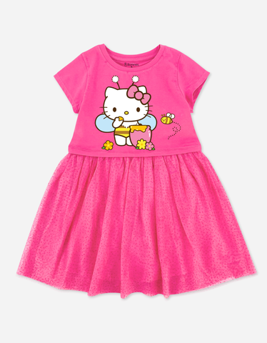 Váy bé gái tay ngắn Hello Kitty phối lưới
