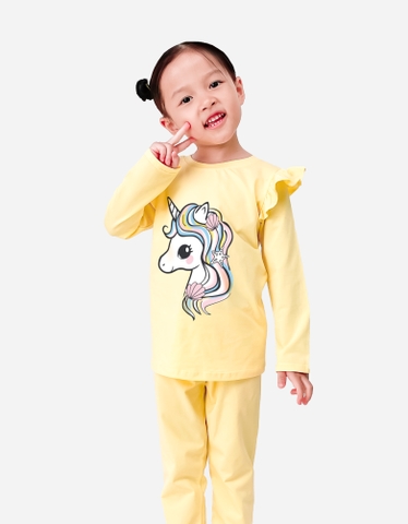Đồ bộ bé gái mùa thu tay dài Kỳ Lân Unicorn