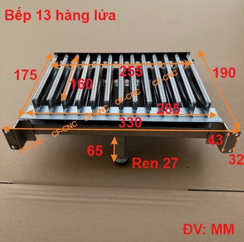 Bếp đốt 13 hàng lửa, Đầu đốt khí hóa lỏng LPG, Bếp bồ cào, Bếp thanh, bếp đốt máy rang