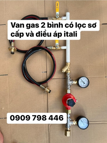 Bộ van gas 2 bình có lọc sơ cấp và điều áp tổng Italia