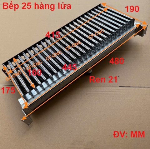 Bếp đốt 25 hàng lửa, Đầu đốt khí hóa lỏng LPG, Bếp bồ cào, Bếp thanh, bếp đốt máy rang