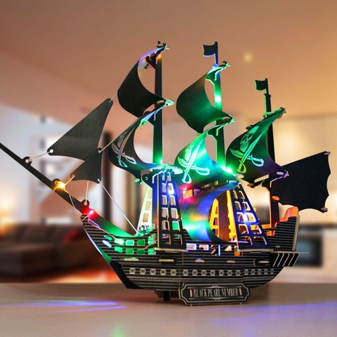 Đồ chơi lắp ráp gỗ 3D Mô hình Thuyền cướp biển Revenge Queen Black
