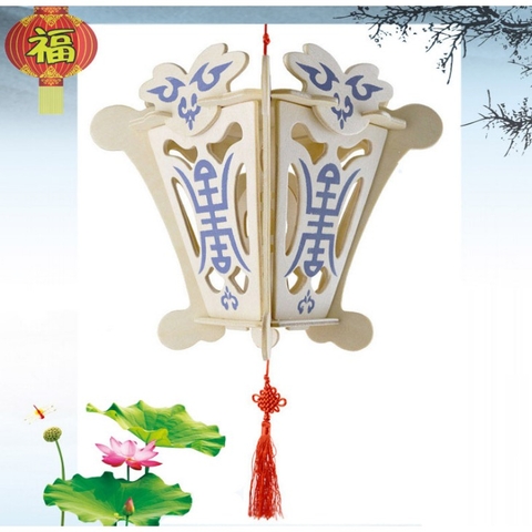 Đồ chơi lắp ráp gỗ 3D Mô hình Đèn Lồng hình Tam giác ngược