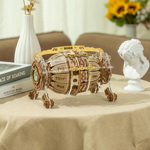 [BẢN QUỐC TẾ TIẾNG ANH] Đồ chơi Lắp ráp gỗ 3D Mô hình Cơ động học Lịch Để Bàn Robotime Time Engine Desk Calendar LC801