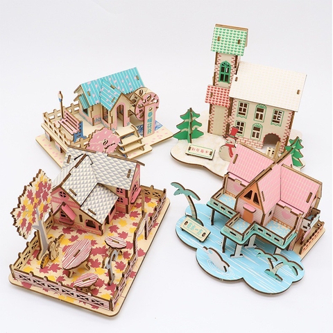 Đồ chơi lắp ráp gỗ 3D Bộ Nhà gỗ 4 mùa Xuân Hạ Thu Đông