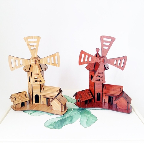 Đồ chơi lắp ráp gỗ 3D Mô hình Cối Xay gió Childishness Windmill Cottage R-9095