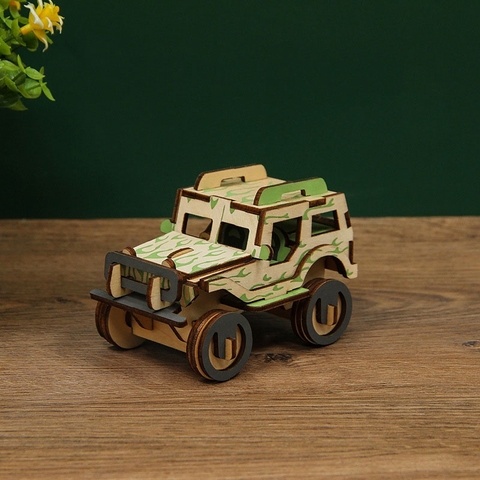 Đồ chơi lắp ráp gỗ 3D Mô hình Xe Ô tô Jeep LC-GP123A