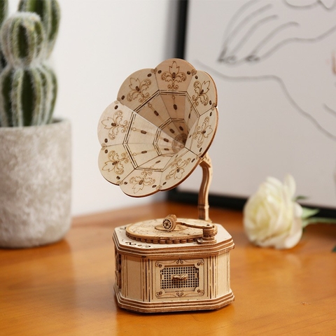 Đồ chơi lắp ráp gỗ 3D Mô hình Máy hát Gramophone TG408