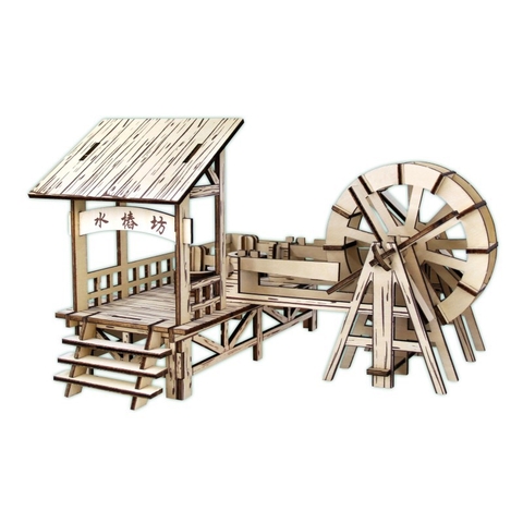 Đồ chơi lắp ráp gỗ 3D Mô hình Bánh xe nước Laser
