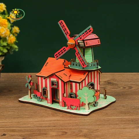 Đồ chơi lắp ráp gỗ 3D Mô hình Nhà gỗ Tulips Ranch