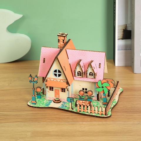 Đồ chơi lắp ráp gỗ 3D Mô hình Nhà Sunflower Manor Loại thường