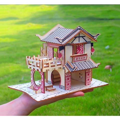 Đồ chơi lắp ráp gỗ 3D Mô hình Tea House Laser