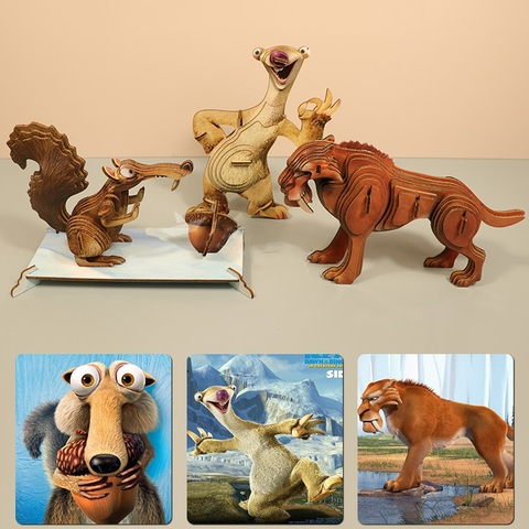 Đồ chơi lắp ghép gỗ 3D Mô hình Hoạt Hình Kỷ băng hà Ice Age Laser