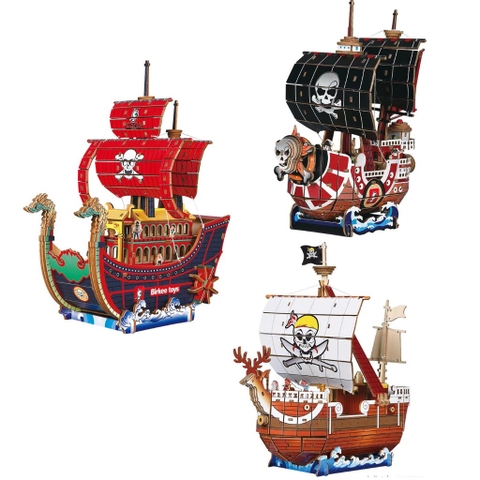 Đồ chơi lắp ghép gỗ 3D Mô hình Tàu cướp biển Pirate Ship Series Ocean Express