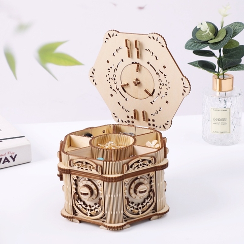 Mô hình Cơ động học Hộp nhạc Đựng Trang sức Cổ điển Retro Password Jewelry Music Box Uguter